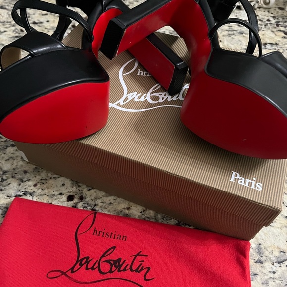 🖤 Black Strappy Heels Sandals ❤️ 39 - Picture 9 of 11